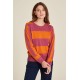 Tranquillo Block design knit sweater Red violet/Dark peach