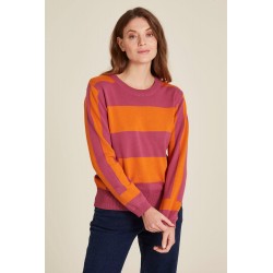 Tranquillo Block design knit sweater Red violet/Dark peach