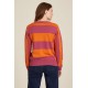 Tranquillo Block design knit sweater Red violet/Dark peach