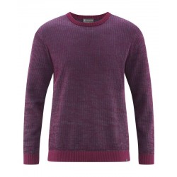 HempAge Sweater, rectangle 2-colour way-knit Wine-reef