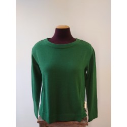 Madness Pullover m Schlitzen Flachstrick(Melange) Dark Green