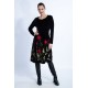 eco kledij Berlin Kleid Korinna aus Bio Gots Samt mit Stickerei 100-Black