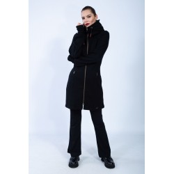 eco kledij Berlin Madina merino coat with hood 100-Black