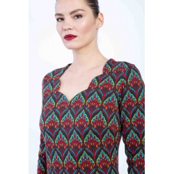 eco kledij Berlin Pullover Tatiana aus Bio GOTS Interlock Jacquard 4344-Rainbow Retro